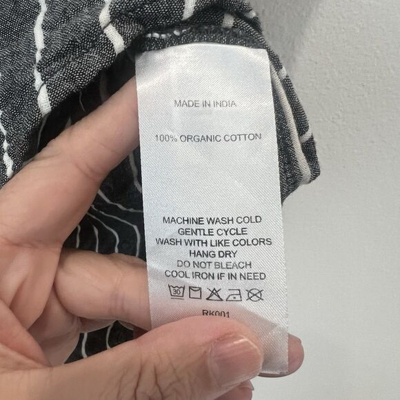 Quince Top Womens Sz S Gray Striped Organic Cotton Gauze Popover - Picture 4 of 7